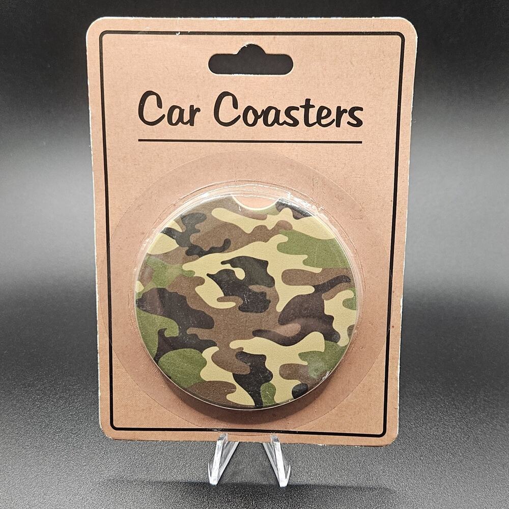 Camo Car Cup Holder Coasters Set Absorbent Stone Vehicle Drink Coasters New